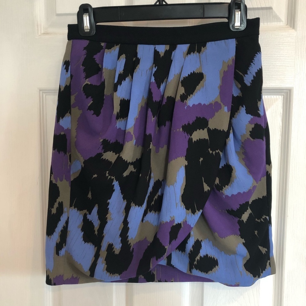 Banana Republic Purple Multi-Colour Patterned Faux-Wrap Skirt | 8
